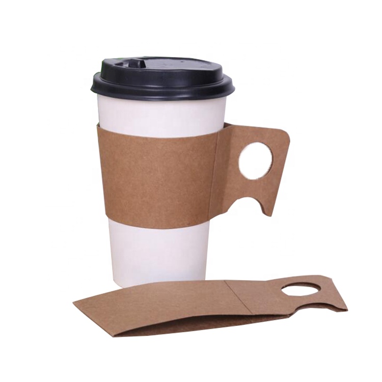 Uchampak - Disposable corrugated cardboard cup sleeve with handle Cup Sleeves