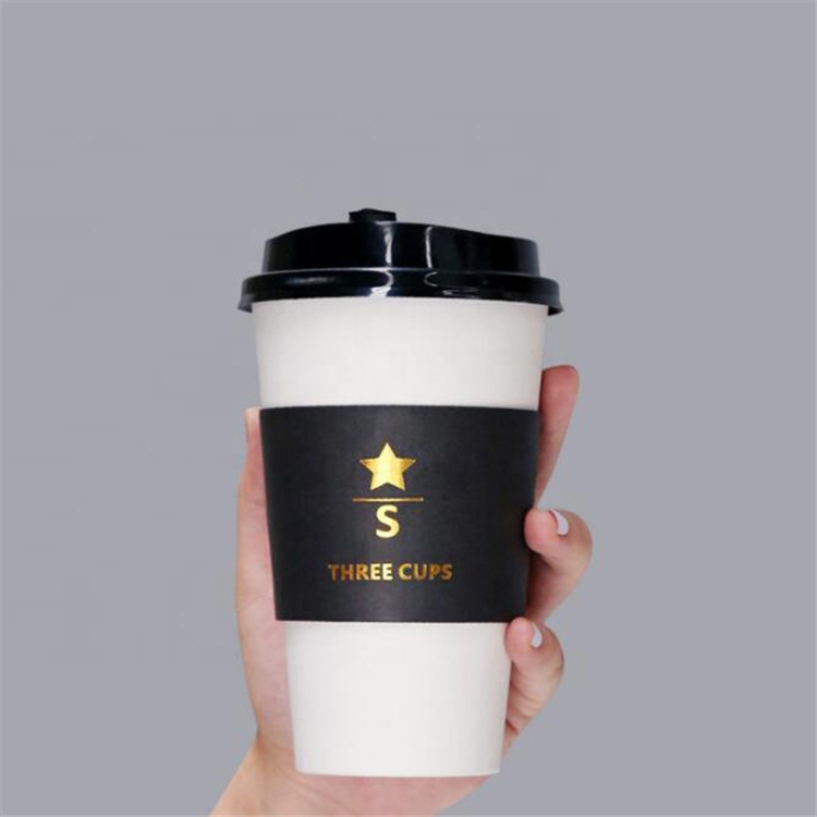 Uchampak - Disposable black printed sleeve for hot coffee Cup Sleeves - Image 3