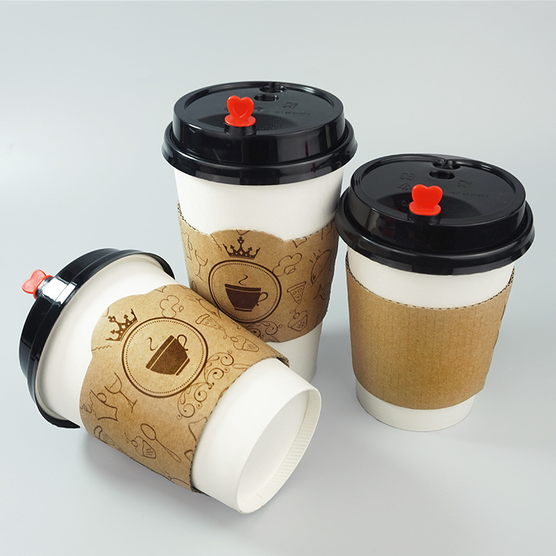 Uchampak - Environmental Biodegradable Disposable Embossed Paper Coffee Cup Sleeve Cup Sleeves
