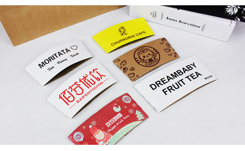 Uchampak - Environmental Biodegradable Disposable Embossed Paper Coffee Cup Sleeve Cup Sleeves - Image 5