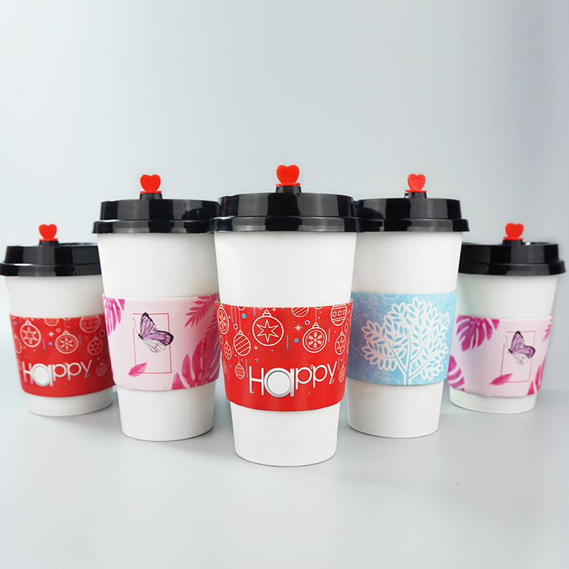 Uchampak - Environmental Biodegradable Disposable Embossed Paper Coffee Cup Sleeve Cup Sleeves - Image 7