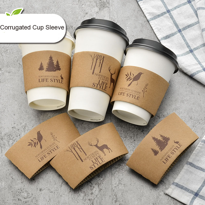 Uchampak- High Quality Customized Paper Cup Sleeve With Logo Paper Coffee Cup Sleeve Cup Sleeves