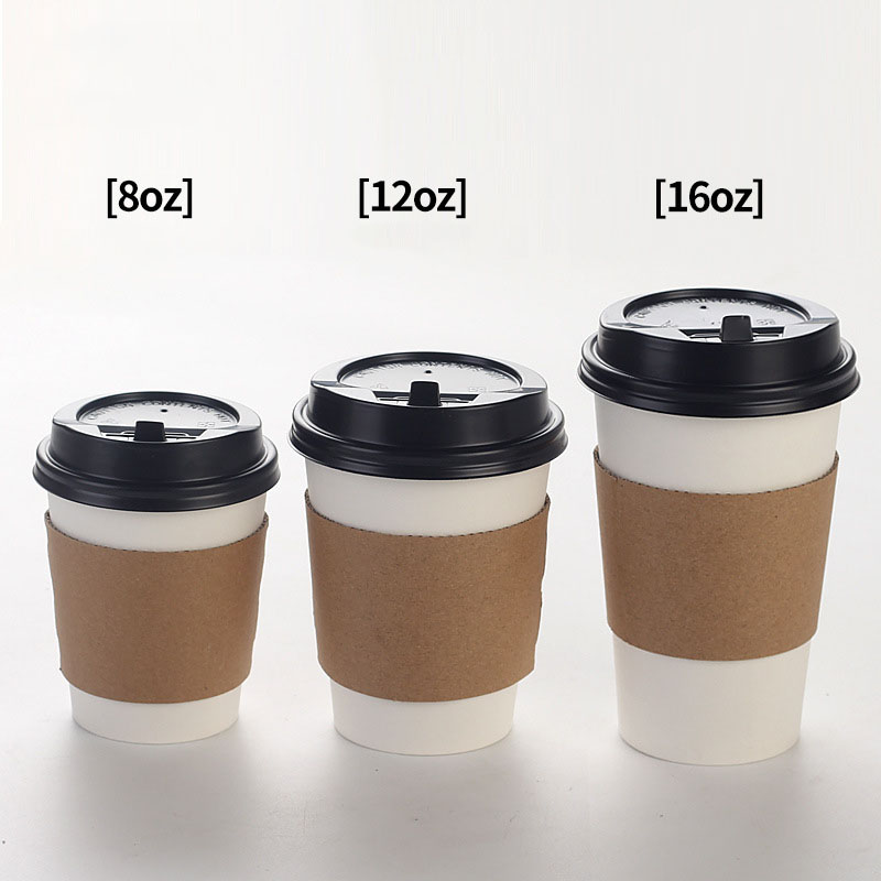 Uchampak - Top 24oz customized logo wholesale with lid and sleeve biodegradable disposable coffee cup Cup Sleeves