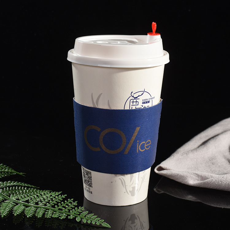 Uchampak- New Custom Logo PU Leather Coffee Cup Sleeve with handle Cup Sleeves