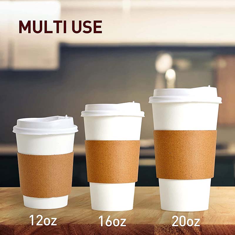 Uchampak- Disposable Corrugated Cardboard Paper Jacket for Hot and Cold Drinks, Heat Insulation Cup Sleeves - Image 3