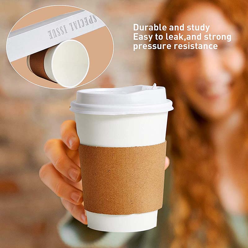 Uchampak- Disposable Corrugated Cardboard Paper Jacket for Hot and Cold Drinks, Heat Insulation Cup Sleeves - Image 6