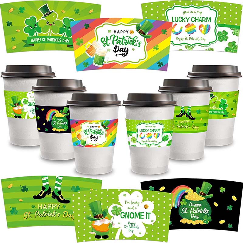 Uchampak- Disposable Paper Cup Sleeves for 12 and 16oz Corrugated Cup Paper Jacket for Hot Chocolate Cocoa or Cold Cup - Image 4