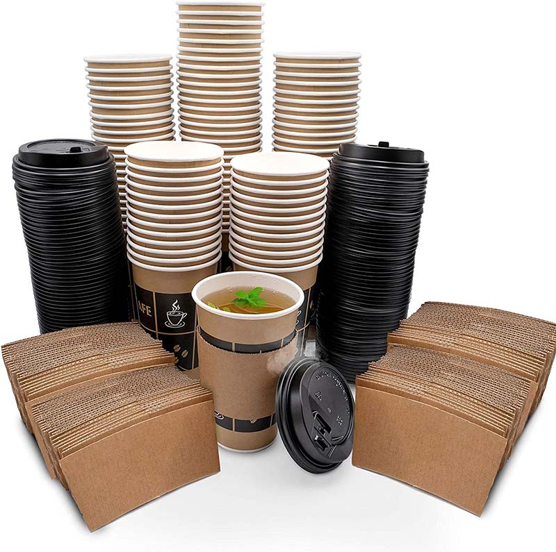 Uchampak - Coffee Cup Sleeves Eco-Friendly Disposable Cardboard Sleeve Insulated for Hot Drinks Fits10 12 16 Cup Sleeves - Image 3