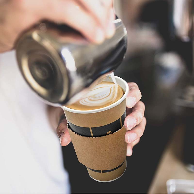 Uchampak - Coffee Cup Sleeves Eco-Friendly Disposable Cardboard Sleeve Insulated for Hot Drinks Fits10 12 16 Cup Sleeves - Image 4