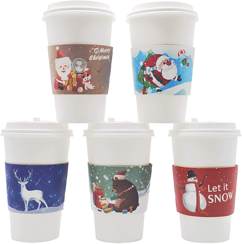 Uchampak- customized logo printed disposable hot drink coffee paper cup with lid and sleeve Cup Sleeves3 - Image 6