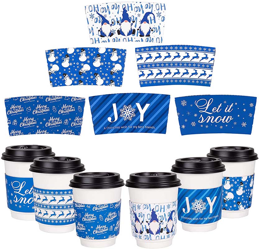 Uchampak- Christmas 8/12/16 oz custom corrugated kraft paper coffee cup and sleeves Cup Sleeves - Image 3