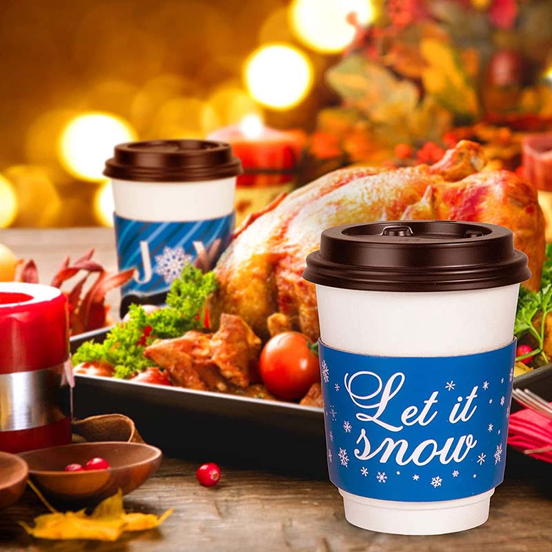Uchampak- Christmas 8/12/16 oz custom corrugated kraft paper coffee cup and sleeves Cup Sleeves - Image 4