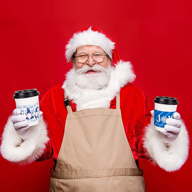 Uchampak- Christmas 8/12/16 oz custom corrugated kraft paper coffee cup and sleeves Cup Sleeves - Image 5