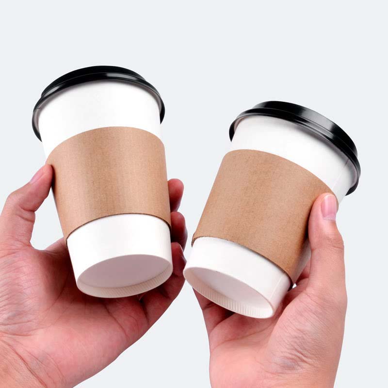 Uchampak - customized logo printed disposable hot drink coffee paper cup with lid and sleeve Cup Sleeves1 - Image 3