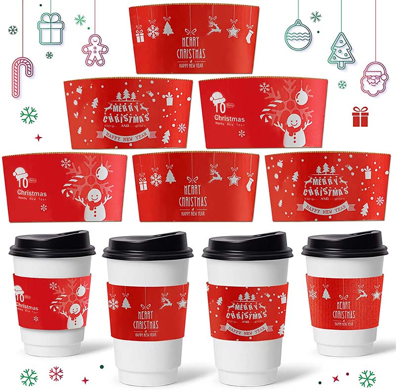 Uchampak- customized logo printed disposable hot drink coffee paper cup with lid and sleeve Cup Sleeves1 - Image 3