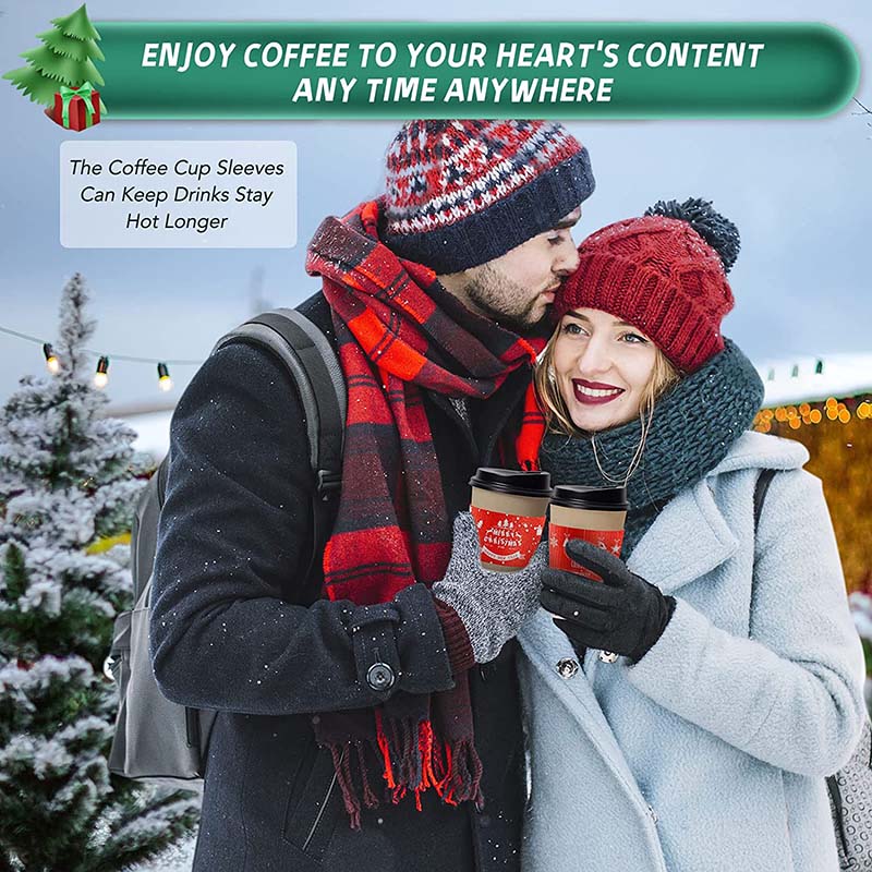 Uchampak- customized logo printed disposable hot drink coffee paper cup with lid and sleeve Cup Sleeves1 - Image 6