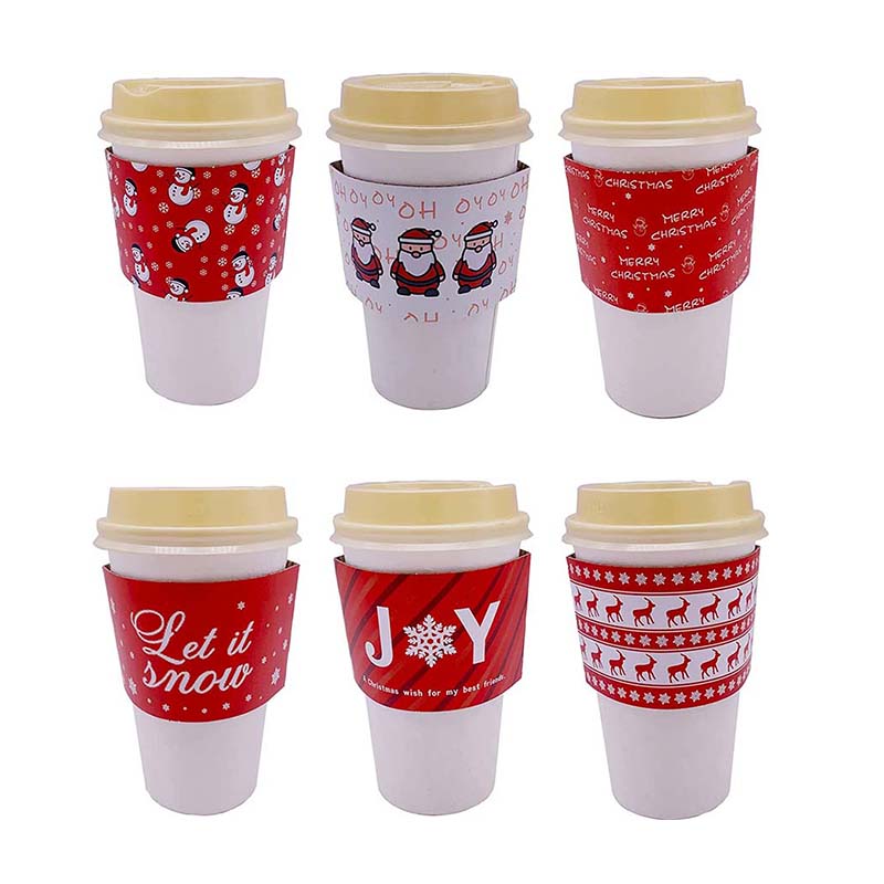 Uchampak- Disposable custom printed craft embossed stamped paper coffee cup sleeve for paper cup Cup Sleeves6 - Image 4