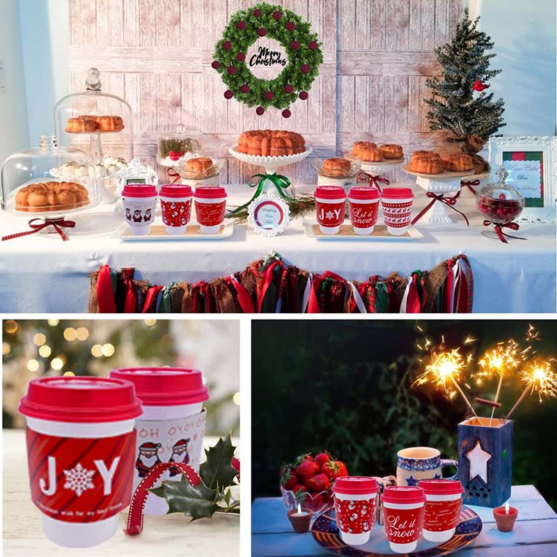 Uchampak- Disposable custom printed craft embossed stamped paper coffee cup sleeve for paper cup Cup Sleeves6 - Image 5