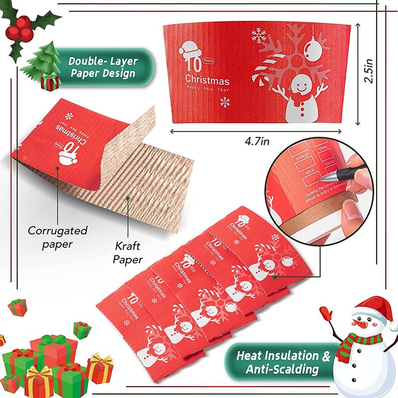 Uchampak- For Hot and Cold Drinks Paper Cup Sleeve Customized Color coffee sleeves Cup Sleeve Corrugated Cup Sleeves - Image 6