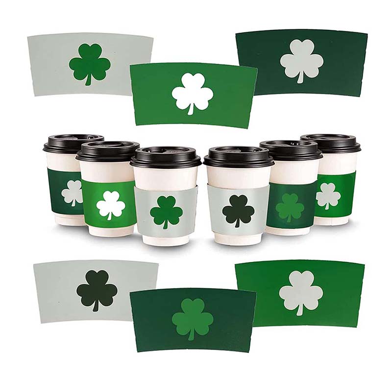 Uchampak- Kraft Disposable Paper Cup Sleeves 6 Designs for 12 and 16oz Corrugated Cup Paper Jacket Cup Sleeves - Image 5