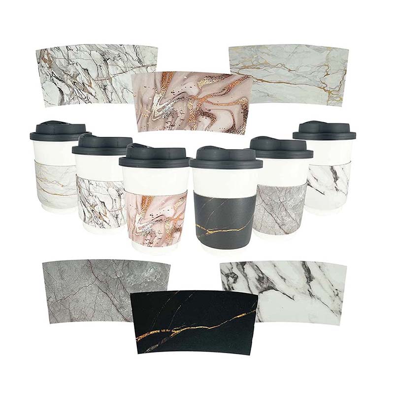 Uchampak- Kraft Disposable Paper Cup Sleeves 6 Designs for 12 and 16oz Corrugated Cup Paper Jacket Cup Sleeves - Image 6