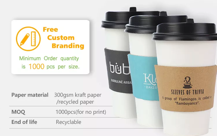 Uchampak- Kraft Disposable Paper Cup Sleeves 6 Designs for 12 and 16oz Corrugated Cup Paper Jacket Cup Sleeves - Image 7