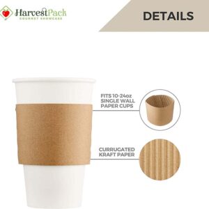 Uchampak- Fits 12-24 oz Protective Heat Drinks Insulated Disposable Kraft Paper Sleeves Cup Sleeves Cup Sleeves