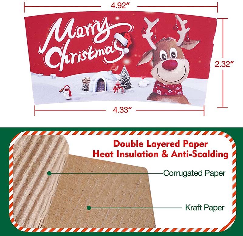 Uchampak - Kraft Paper Sleeves Drinks Insulated Coffee Sleeves Disposable Corrugated Cup Sleeves Jackets - Image 4