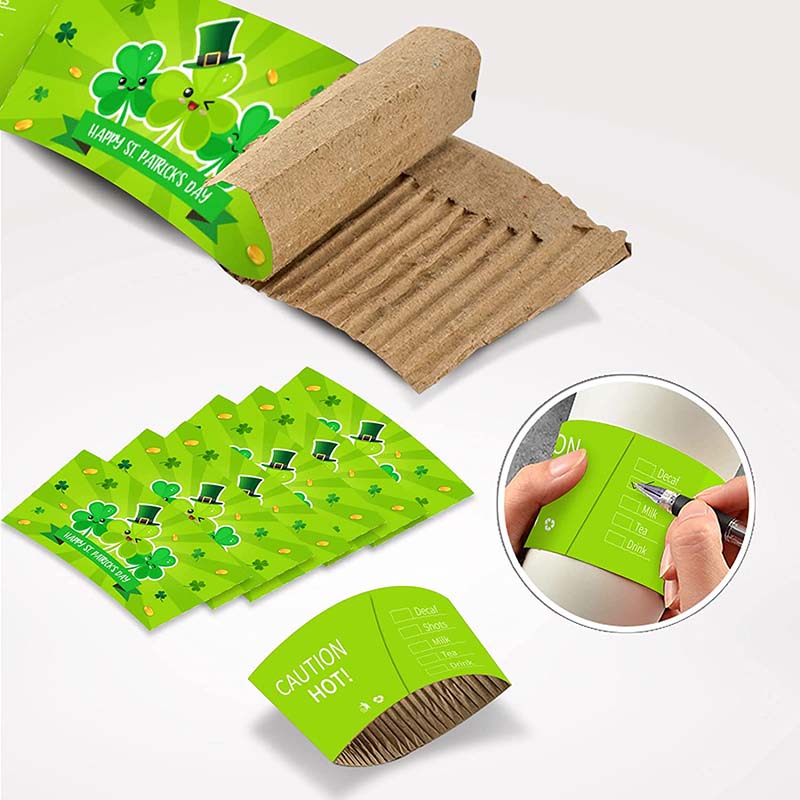 Uchampak- Paper Cup Sleeve Packaging Customized Disposable Coffee Tea Anti-scalding Corrugated Cup Sleeves - Image 3