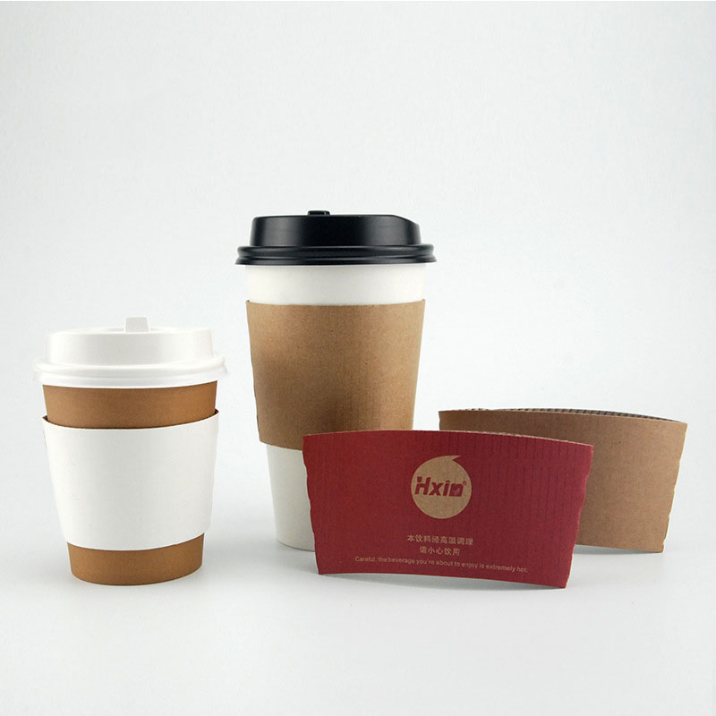 Uchampak - Cheap factory sell White Cardboard Paper Cup Cover Coffee Cup Jacket Hot Drink Cup Sleeves Cup Sleeves