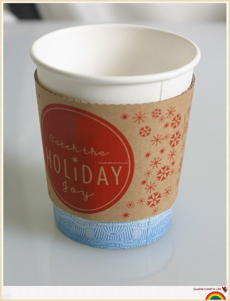 Uchampak- Compostable Printed Heat resistant paper Corrugated Kraft Jacket/Sleeve for 10-24 Oz Cups Cup Sleeves - Image 3