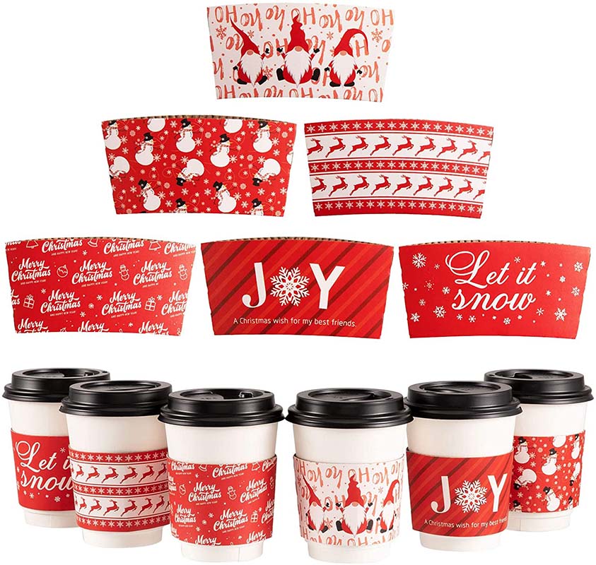 Uchampak- Printed Paperboard Sleeve For Hot Drinks Paper Cup Cover Coffee Cup Jacket Hot Cup Sleeves Cup Sleeves - Image 3
