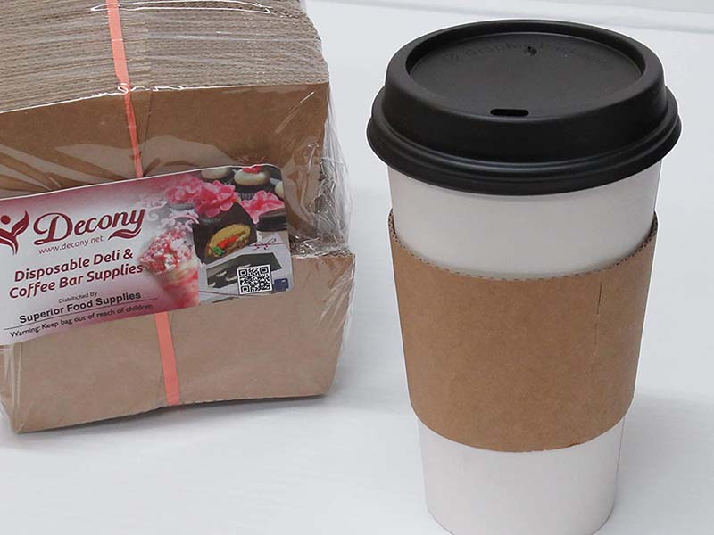 Uchampak- Disposable Printed Heat Resistant Paper Corrugated Kraft Jacket/Sleeve for 10-24 Oz Cups Cup Sleeves - Image 5