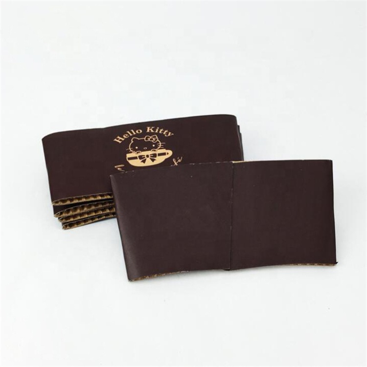 Uchampak- Biodegradable Special Cutting Ripple Wall Paper Coffee Cup Sleeves Custom Logo Printed Disposable Cup Sleeves