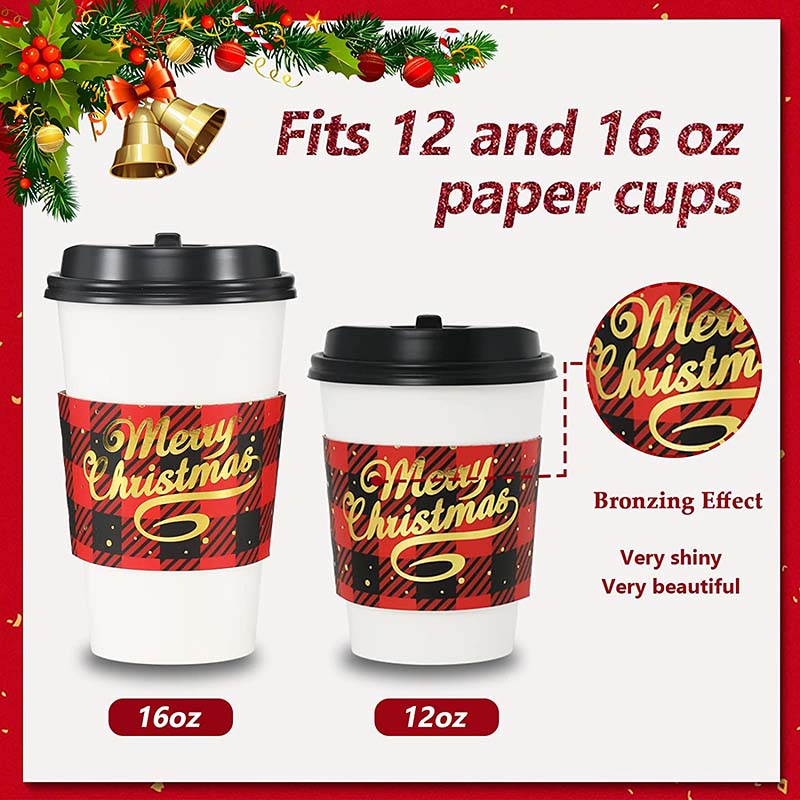 Uchampak- Corrugated For Hot and Cold Drinks Paper Cup Sleeve and Pattern Anti-scalding Cup Sleeve Reusable Cup Sleeves - Image 5