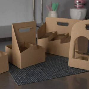 Uchampak- Customized take away hot drink paper cup carrier with handle coffee holder to go tea cup holder Cup Sleeves