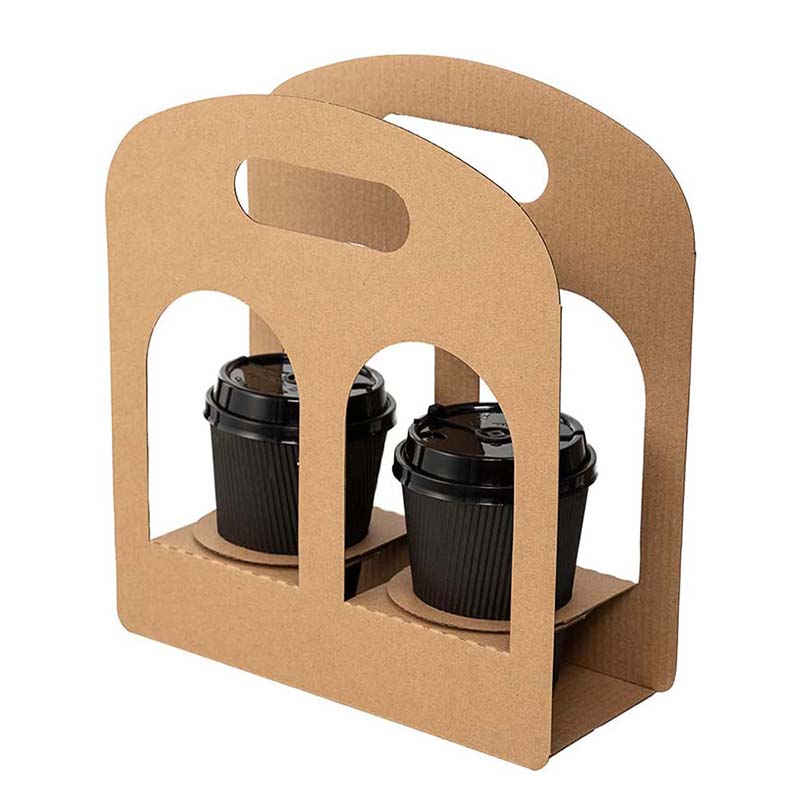 Uchampak- Customized take away hot drink paper cup carrier with handle coffee holder to go tea cup holder Cup Sleeves - Image 5