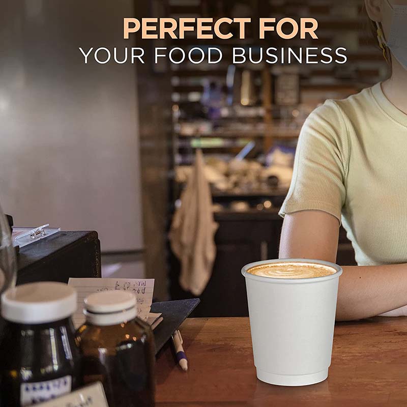 Uchampak- 12 Oz Paper Coffee Cups With Recyclable Dome Lids. 100 Pack By Avant Grub. Durable, BPA Free Single wall cup - Image 6