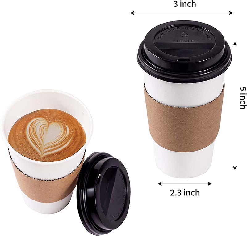 Uchampak- Hot Coffee Cups and Protective Corrugated Cup Sleeves,100%Blodegradable&Compostable Double wall cup - Image 5