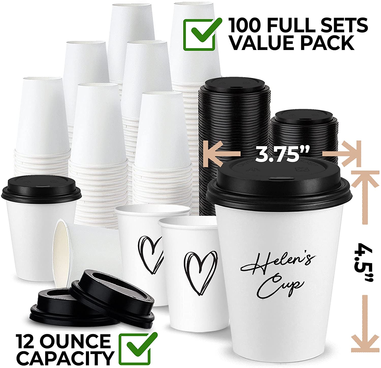 Uchampak- Hot Coffee Paper Cup Disposable Double Wall All 8oz 12oz 16oz 20oz to go cups White paper cups Single wall cup - Image 3