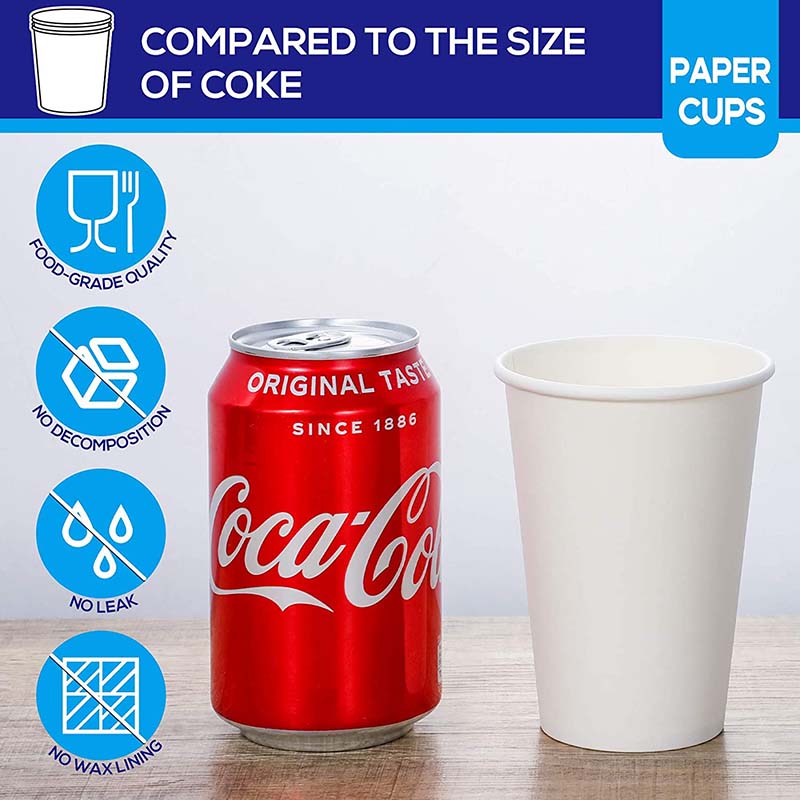 Uchampak- Compostable Paper Cups Disposable Paper Coffee Cups Water Paper Cups, Hot Cocoa, Cold Beverage Single wall cup - Image 4