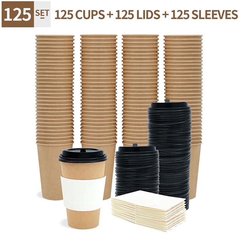 Uchampak - Kraft Paper Hot Coffee Cups All 4oz 8oz 10oz 12oz 16oz 20oz Paper cups printed paper cups Single wall cup - Image 3