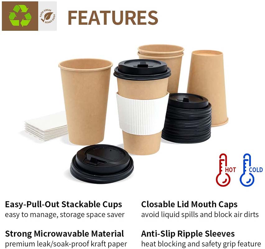 Uchampak - Kraft Paper Hot Coffee Cups All 4oz 8oz 10oz 12oz 16oz 20oz Paper cups printed paper cups Single wall cup - Image 5