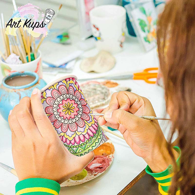 Uchampak- Paper Coffee Cups, Disposable Paper Coffee Cup with Lids,Hot/Cold Beverage Drinking Cup for Water - Image 4