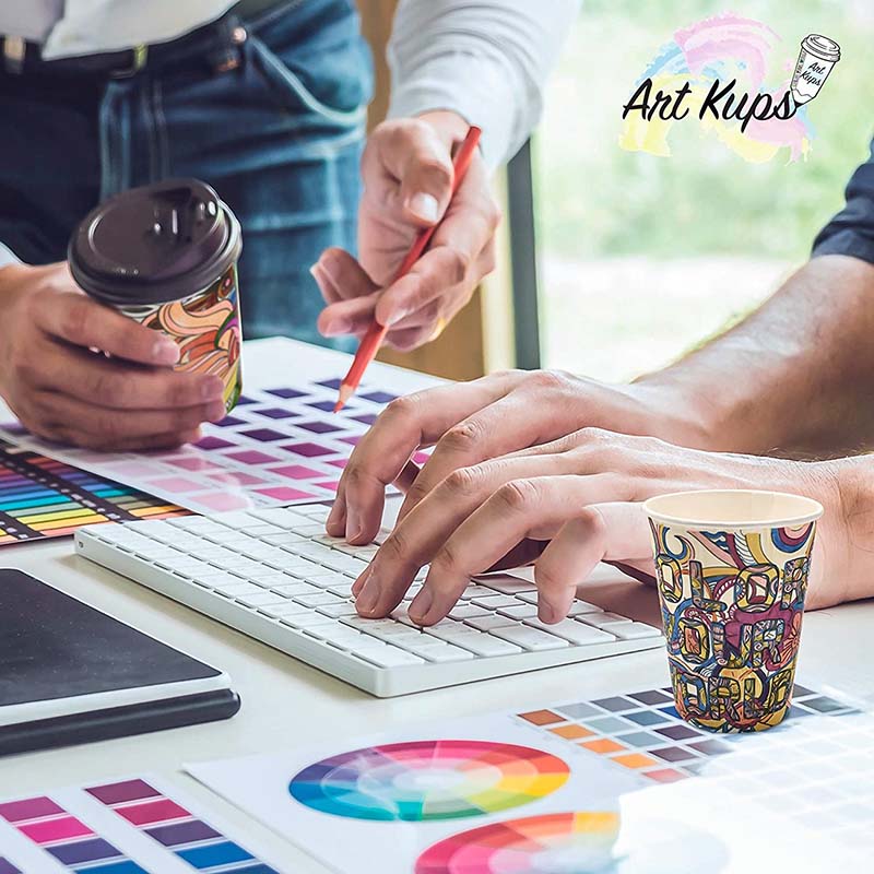 Uchampak- Paper Coffee Cups, Disposable Paper Coffee Cup with Lids,Hot/Cold Beverage Drinking Cup for Water - Image 7