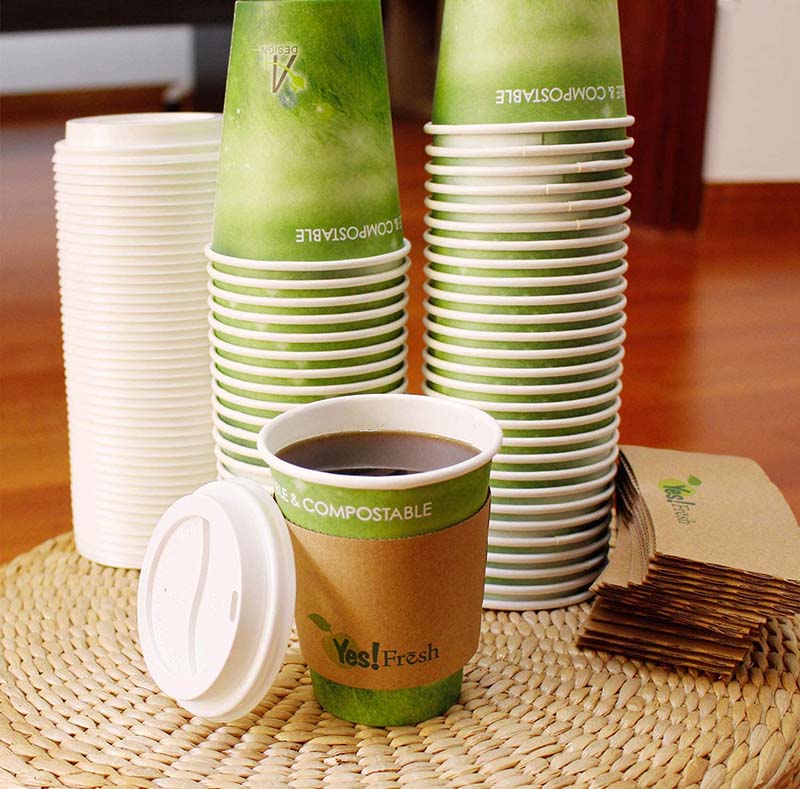 Uchampak- Paper cup Custom Logo Paper Container Square Paper Green Gold Dark Wall Craft STYLE Food Single wall cup - Image 3