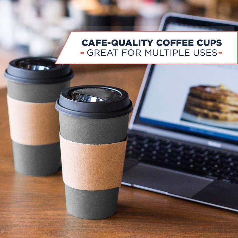 Uchampak - Coffee Paper Cup Disposable Double Wall Gold Foil Stamping Custom Logo 8oz 12oz Style Time Ripple wall cup - Image 4