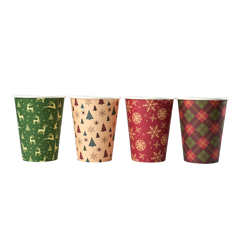 Uchampak-Factory custom Christmas style disposable single double wall paper cup hot cold beverage coffee cups