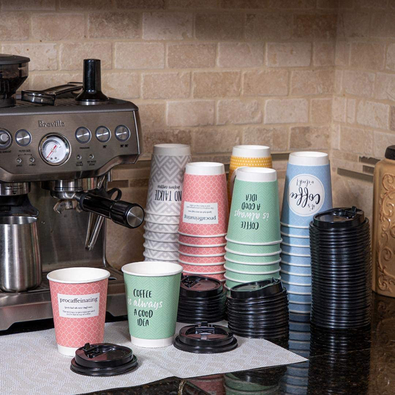 Uchampak - Hot Coffee Paper Cup Disposable Double Wall Gold Custom Logo All 8oz 12oz Packaging Double wall cup