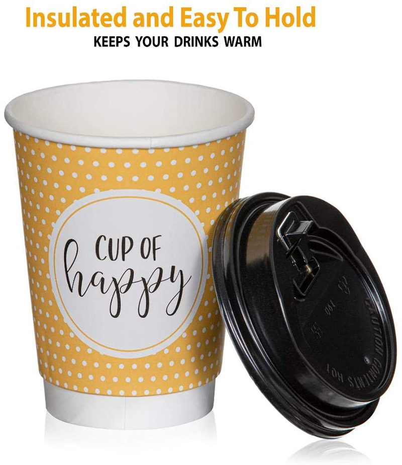 Uchampak - Hot Coffee Paper Cup Disposable Double Wall Gold Custom Logo All 8oz 12oz Packaging Double wall cup - Image 6
